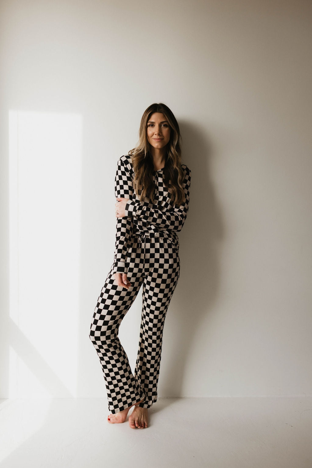 Women’s Bamboo Pajamas|Black Checkerbord