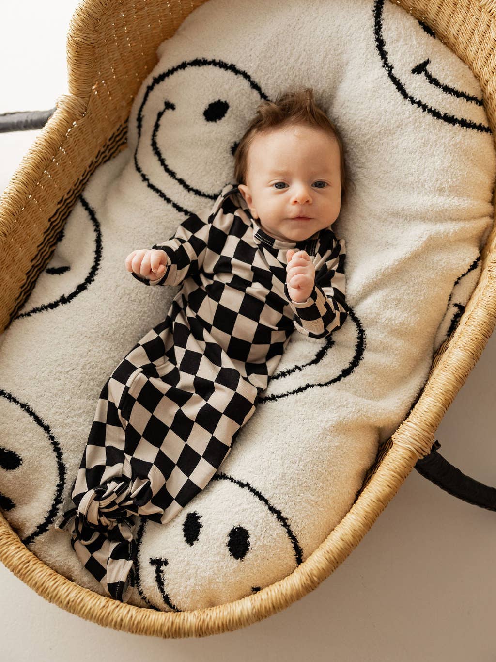 Knotted Bamboo Gown|Black Checkerboard