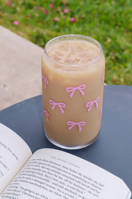 Pink Bows | Dishwasher Safe Coffee Glass