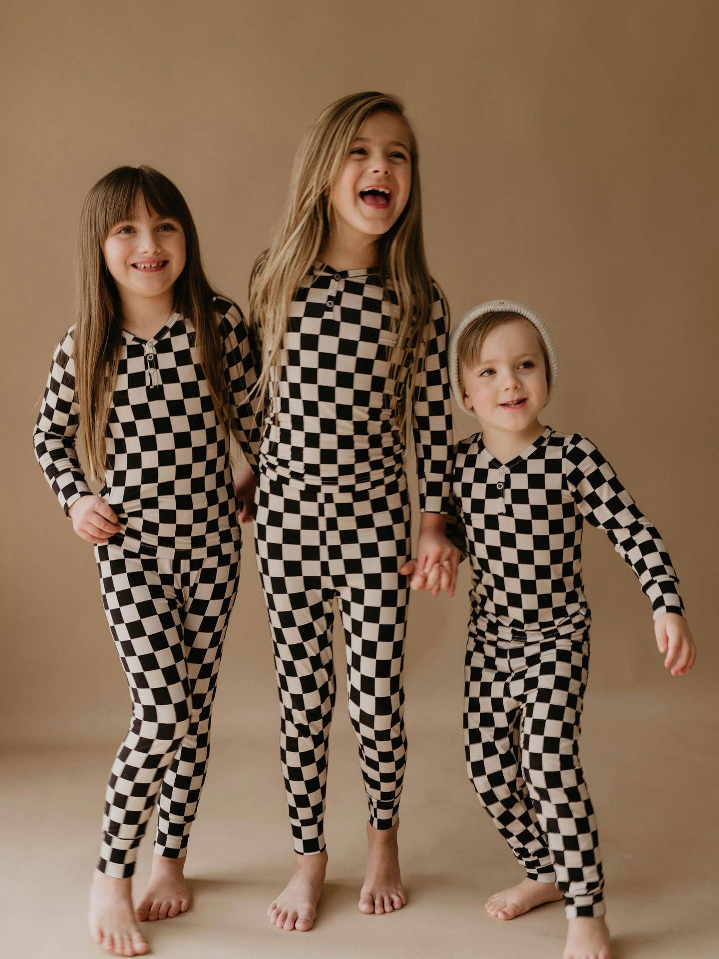Bamboo Two Piece Pajamas|Black Checkerboard