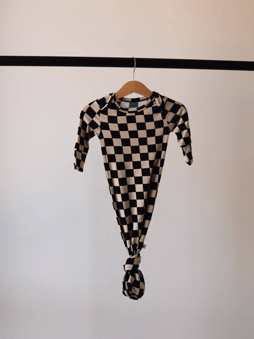 Knotted Bamboo Gown|Black Checkerboard