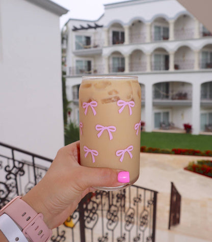 Pink Bows | Dishwasher Safe Coffee Glass